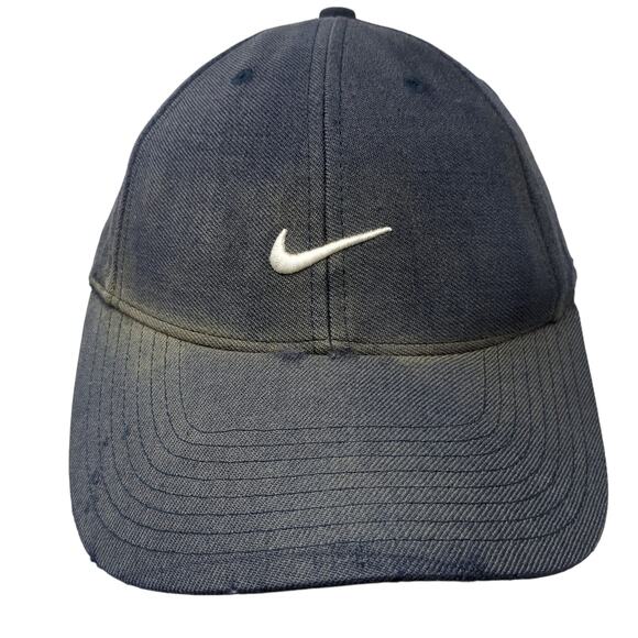 Nike Swoosh Strapback Hat Blue One Size Embroidered Logo Vintage Gray Tags - Picture 1 of 9